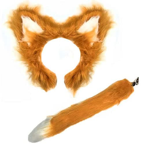 jokeshop Brown Fluffy Fox Set (Ears & Tail) Fancy Dress Halloween World Book Day Adults Animal Headband Accessory