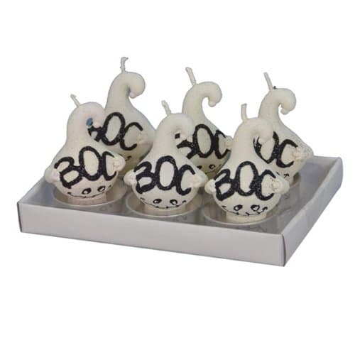 Fantastic Craft Boxed Boo Ghost 6-Pack Tea Light Candles, White