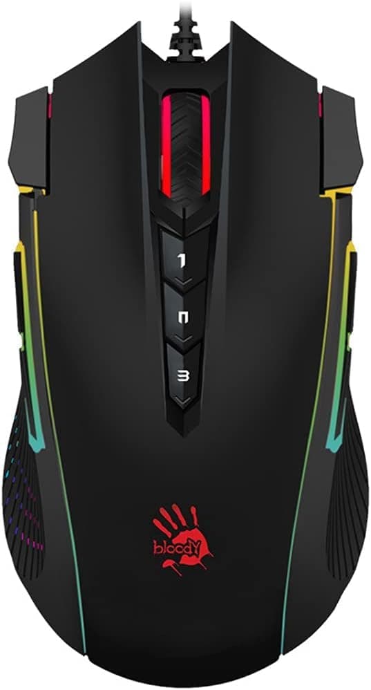 Bloody A4Tech J90S Gaming Mouse - 4 Core Activated - Customizable RGB - 8,000 CPI / 150IPS - 6 Sniper Modes - Extra 2 Fire Button - Adjustable X/Y Axis - Metal X'Glide Armor Boot