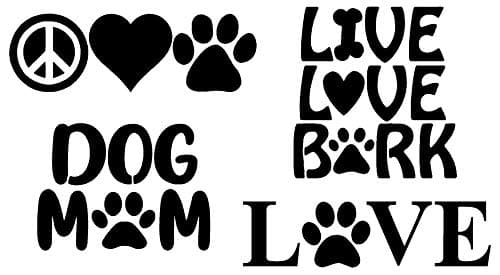 Paw Decals: Dog Paws, Love with a Paw, Paw Heartbeat, Paw Prints (Dog Mom Black)