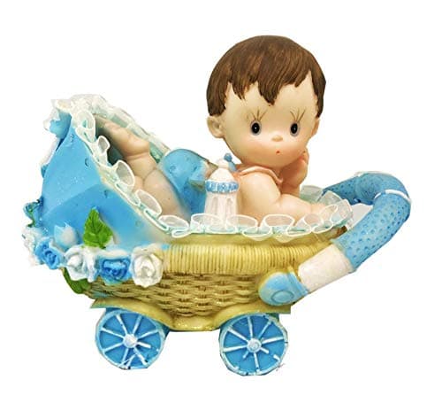 VI N VI Baby Shower Carriage Party Favor Figurine (Blue)