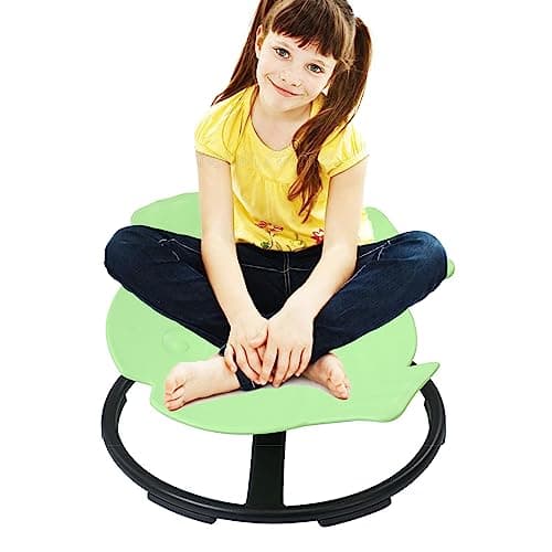 Sensory Toy Spinning Fish，Kids Swivel Chair Sensory Swing for Autism, Sit and Spin Chair Training Body Coordination Sensory Balance Training Seat Kid Spinning Carousel, Ages 3-12 (Light green)