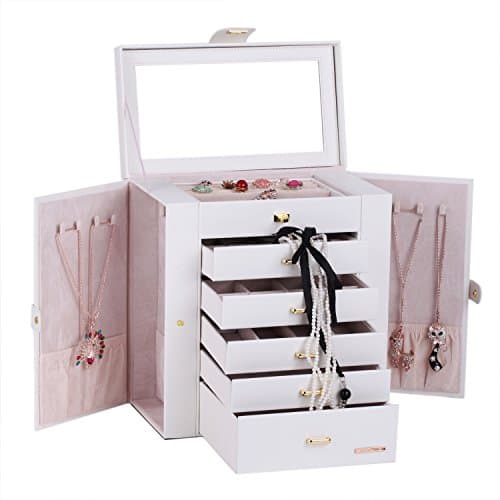 Rowling Extra Large Jewelry Box Cabinet Armoire Bracelet Necklace Storage Case Zg231 (White-1)