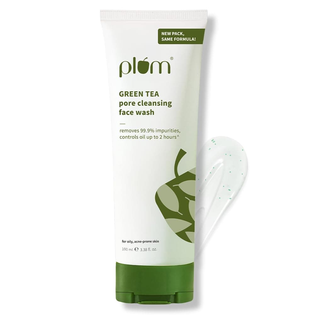 Plum Green Tea Pore Cleansing Face Wash | Acne Face Wash | Oily Skin | Bright, Clear Skin | 100% Vegan | Soap-Free | Face Wash for Women & Men | 100ml by Glowrity