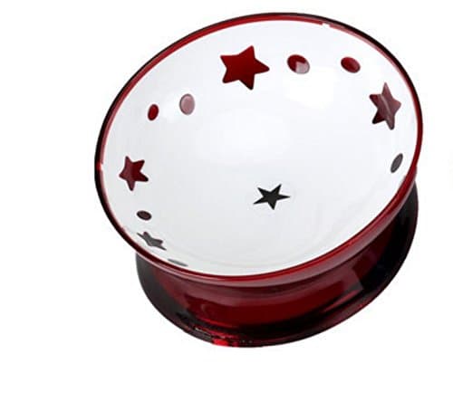 Jeephuer Creative Pet Tilted Bowl Dog Cat Non-slip Food Water Bowls Raised with Star Pattern (Red)