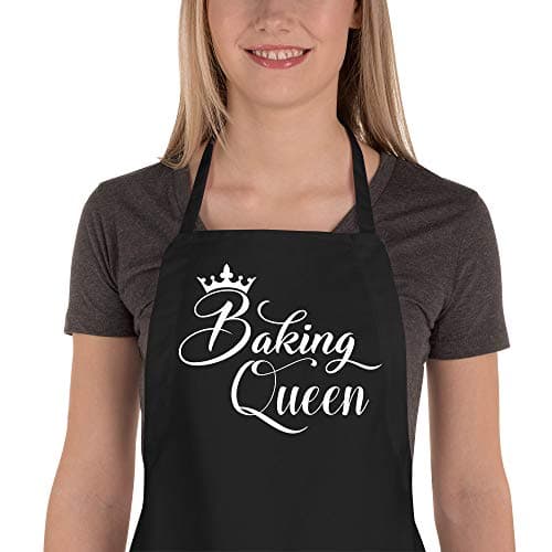 Saukore Funny Baking Apron for Women, Adjustable Kitchen Cooking Aprons with 2 Pockets - Cute Birthday, Valentines Day, Mother's Day Apron Gifts for Bakers Mom Wife Girlfriend - Baking Queen