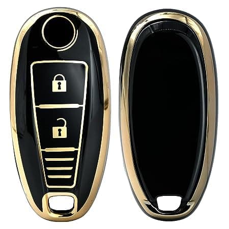 Coll of Fest TPU Gold Car Key Cover Compatible for Maruti Suzuki Ignis | SCross | Baleno | Ciaz | Vitara Brezza | Swift 2 Button Smart Key Case