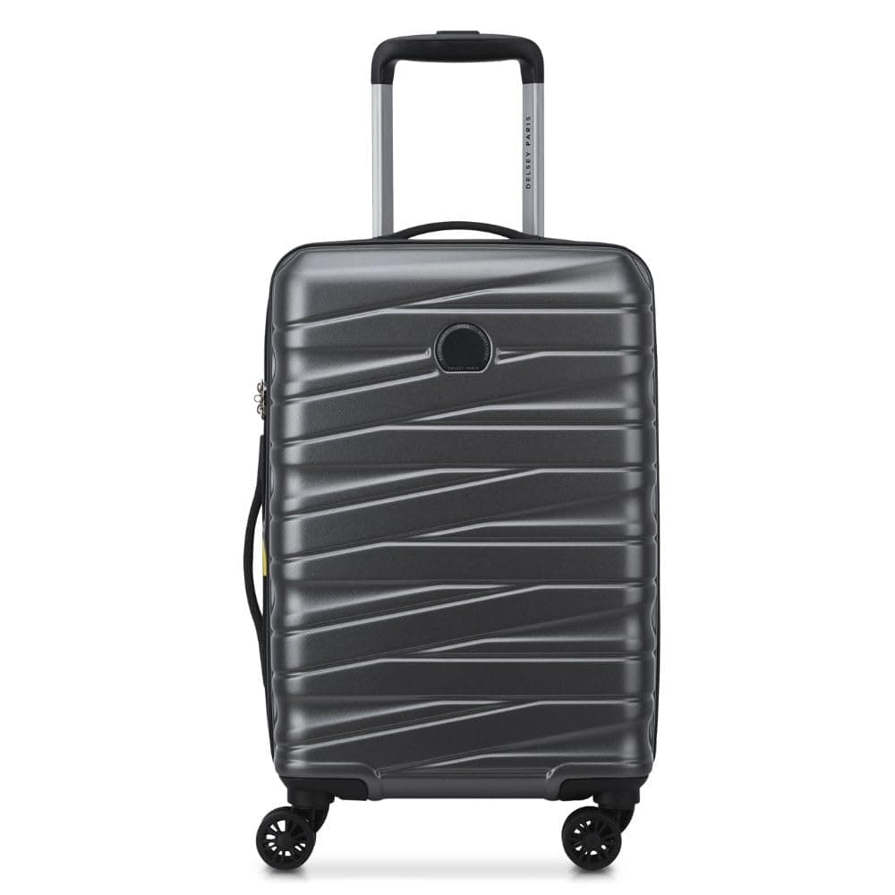 DELSEY PARIS Tiphanie 55 cms Small Cabin Polycarbonate Hardsided 8 Wheels Spinner and Expandable Luggage/Suitcase/Trolley Bag for Travel with TSA Lock- Graphite Black