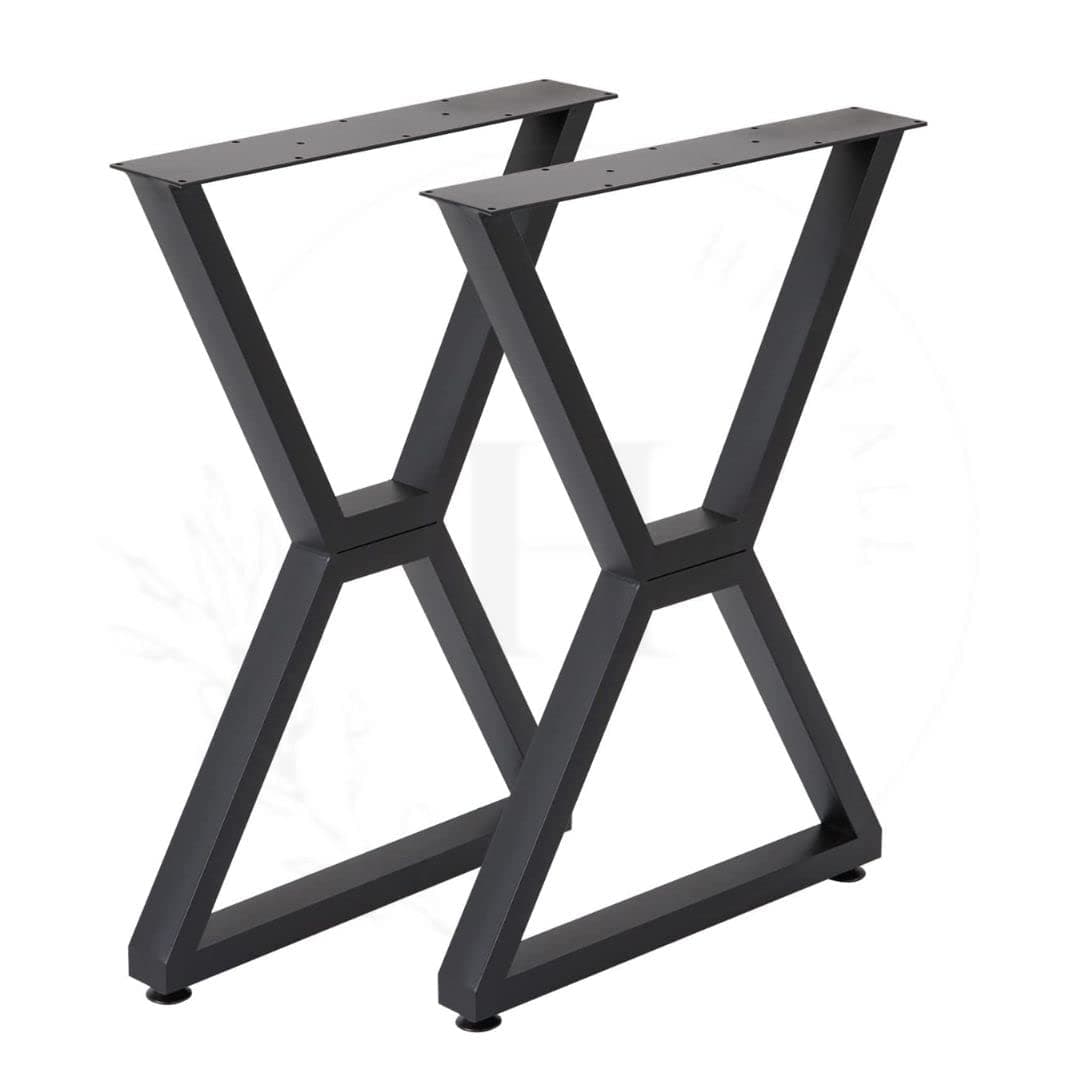 HIRVALL Metal Table Legs 28”Height 20”Wide Heavy Duty Desk Legs DIY Furniture Legs for Dining Table, Cast Iron Legs Computer Desk Legs Office Desk Legs (X Shape)
