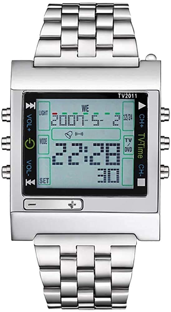 TVG Electronic Watch Military Sports LED Watch Digital TV DVD Remote Alarm Men Men's Fashion Casual Wrist Watch Stainless Steel