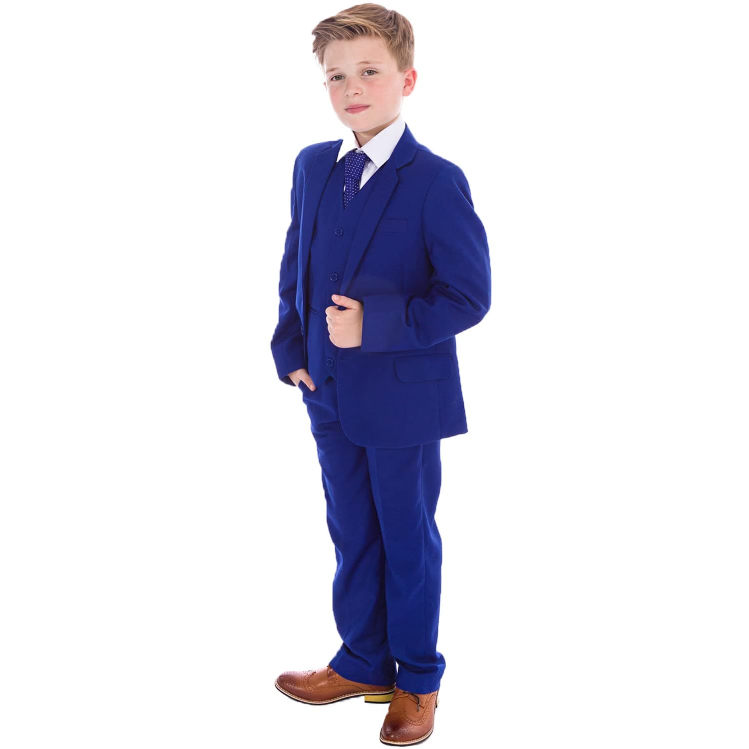 Vivaki Boys Blue Suits Electric Blue Suit Navy Formal Wedding Pageboy Party Prom 5pc Suit