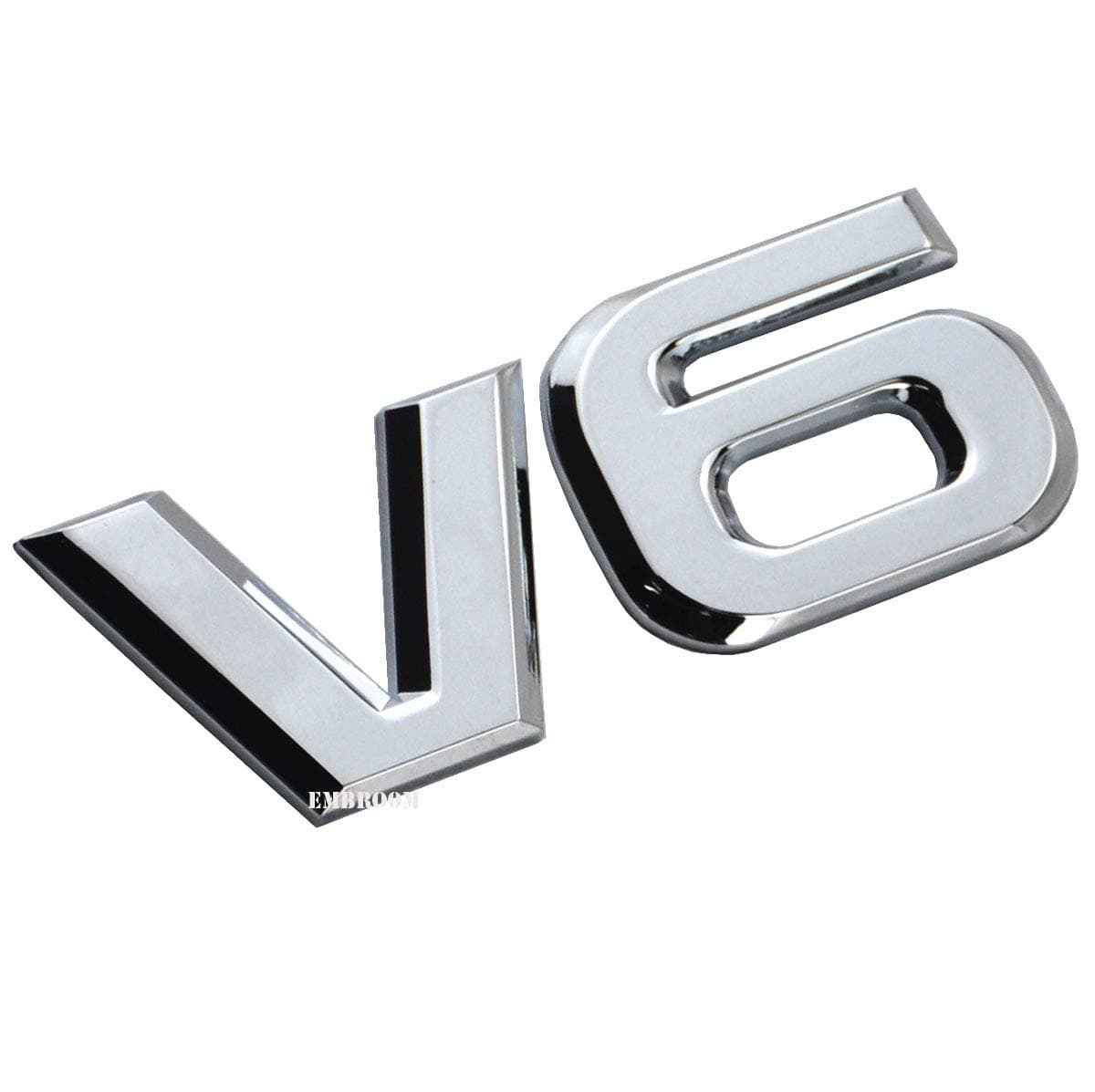EmbRoom V6 Emblem, 3D Metal Truck Car Badge Decal Sticker Replacement for Universal Cars Moto Bike Car Styling Decorative Accessories (Chrome)