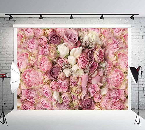 10x8ft Pink Rose Floral Wedding Backdrop Bridal Shower Background Birthday Party Decoration Photo Booth Props D-8059