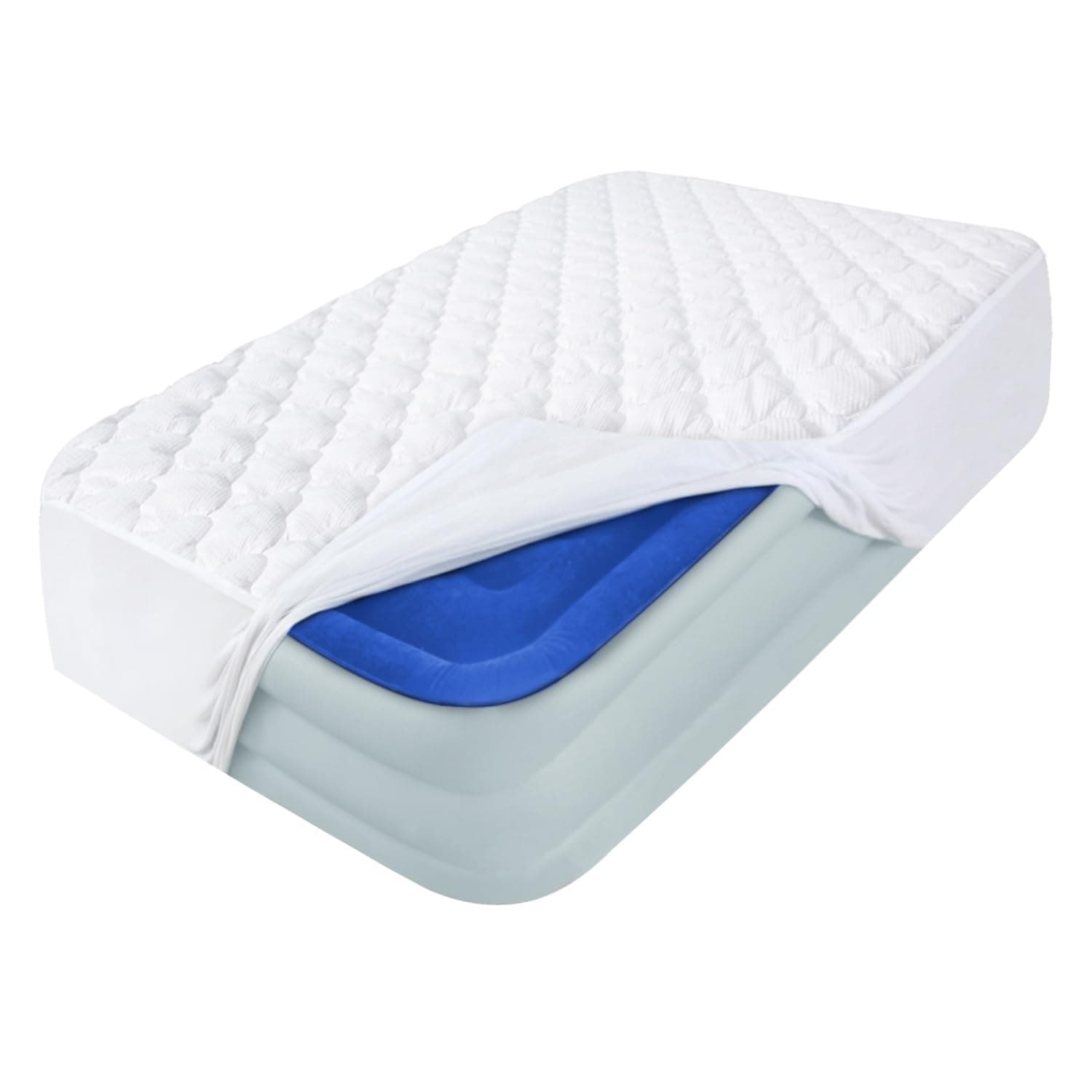 Moonsea Twin Mattress Pad Thick Quilted Mattress Topper Cover, Super Soft Breathable and Noiseless Down Alternative Fiber Pillow Top Mattress Pad with Deep Pocket Fits Up to 14 inch Mattress