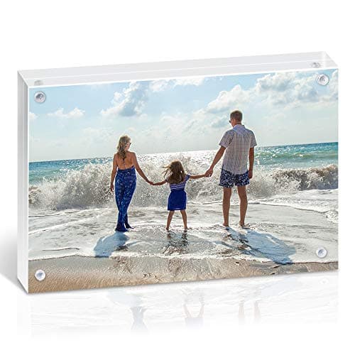 HAISEN Acrylic Picture Frame 8.5x11inch (12+12mm) Clear Magnet Photo Desktop Frames