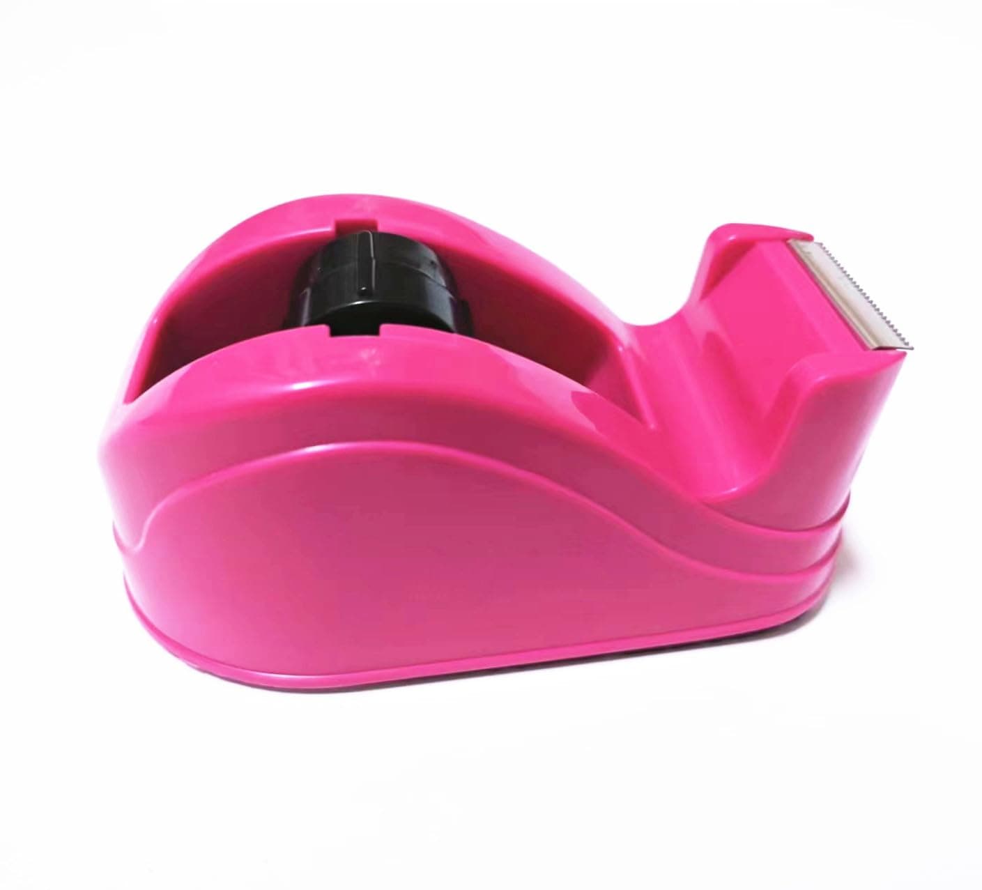 Non-Skid Tape Dispenser Adhesive Tape Roll Cutter Hot Pink Small Office Desktop Tape Dispenser Heavy Duty 3/4 Inch Core(Rose Red)