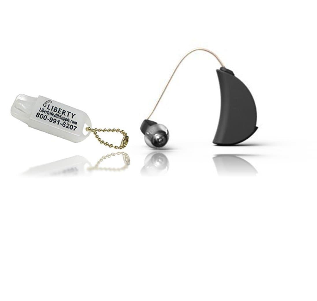ExSilent Ytango Lite- Personal Sound Amplifier and LIBERTY Hearing Aid Battery Keychain (Black/Right)