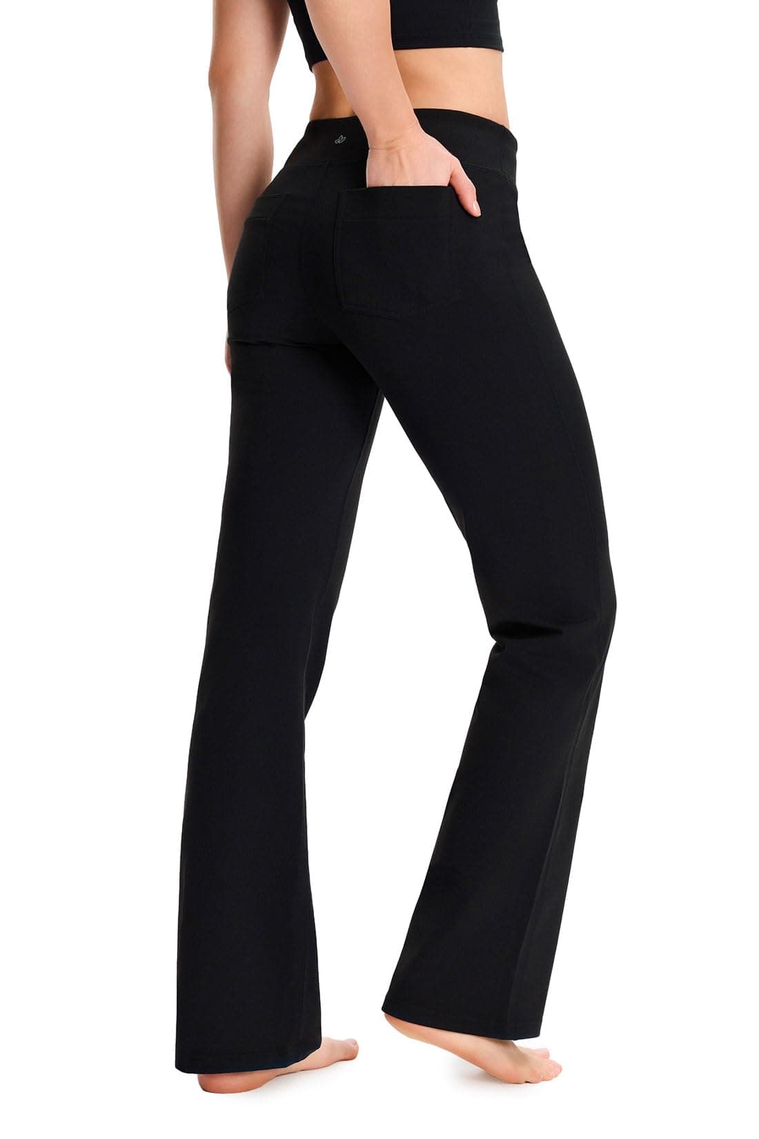 Women's Petite/Regular/Tall Bootcut Yoga Pants with Back Pockets,Flare Travel Lounge Pant