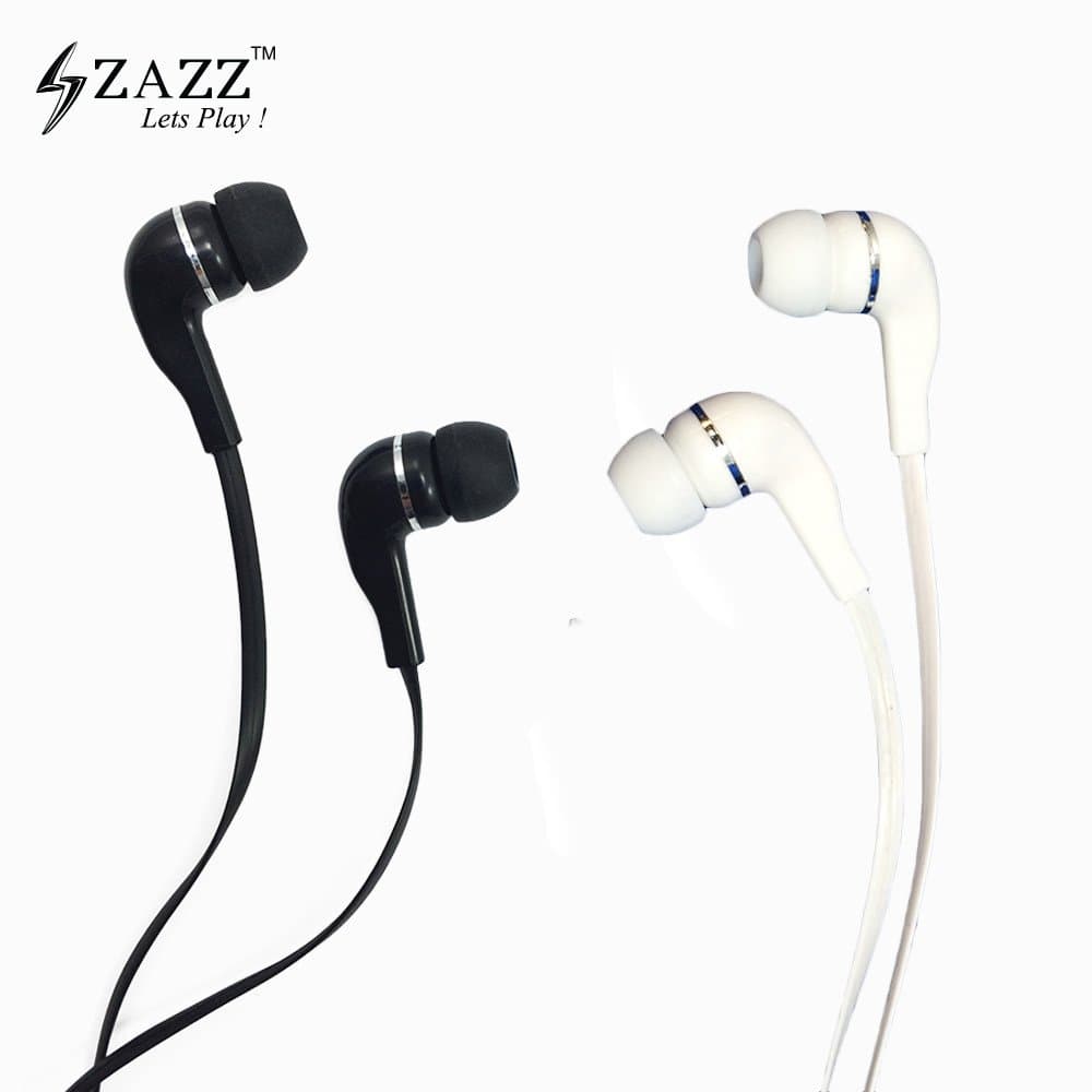 ZAZZ IN-EAR EARPHONES 10MM DYNAMIC DRIVER for Great BASS, Anti-Tangle FLAT Cable, High-Fi Microphone, 3.3 ft Cable. Compatible with iPhone/Samsung/HTC/Lenovo/Motorola Smartphones&Tablets, Freebees