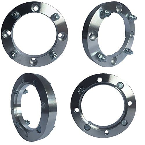 4x156 Wheel Spacers (1 inch) 25.4mm (131mm bore, 3/8 x 24 Studs & Nuts) for Polaris Predator, Ranger, Sportsman, RZR, Yamaha (Silver) (4 Pcs)
