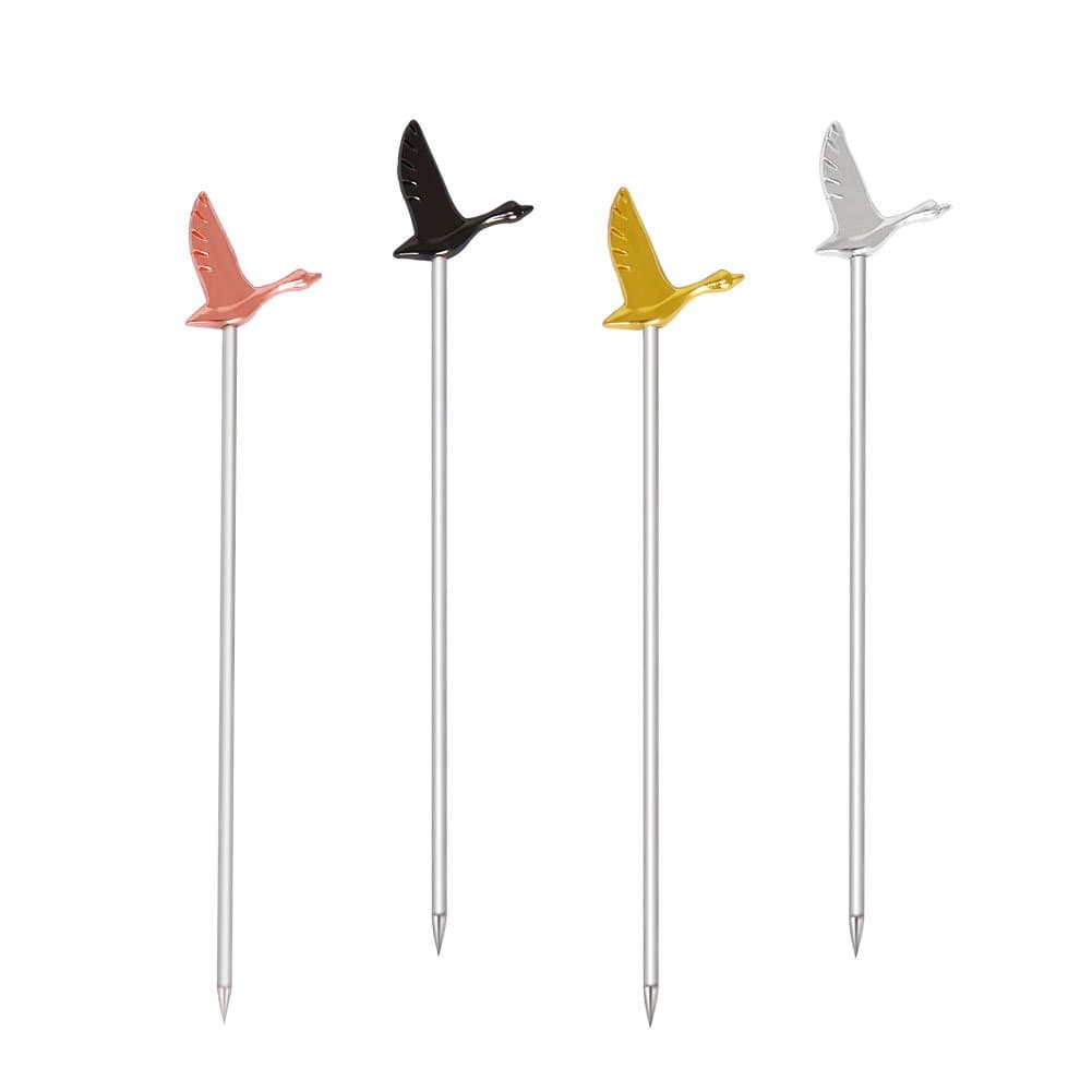 Stainless Steel Martini Cocktail Picks for Fruit,Cocktail,Party，Wedding - Set of 4 - Multicolor Goose