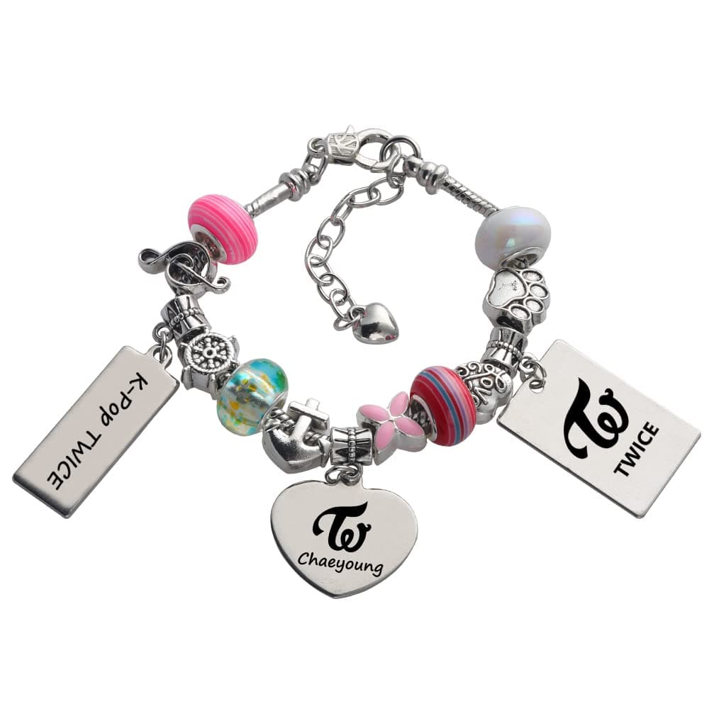 WGEEEY Kpop Twice Merchandise Charm Bracelet Making Kit, 33 Pcs DIY Bracelets Kit with Beads for Gifts