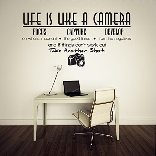 Life Is Like a Camera Focus Capture Develop and Take Another Shot Quotes and Sayings Wall Decal Removable Lettering Vinyl Wall Art Stickers for Home Decor LUCKKYY