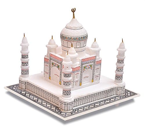 Artist Haat Handmade Taj Mahal Replica with Colourful Painting (White with colourful painting, 9" Inch.)