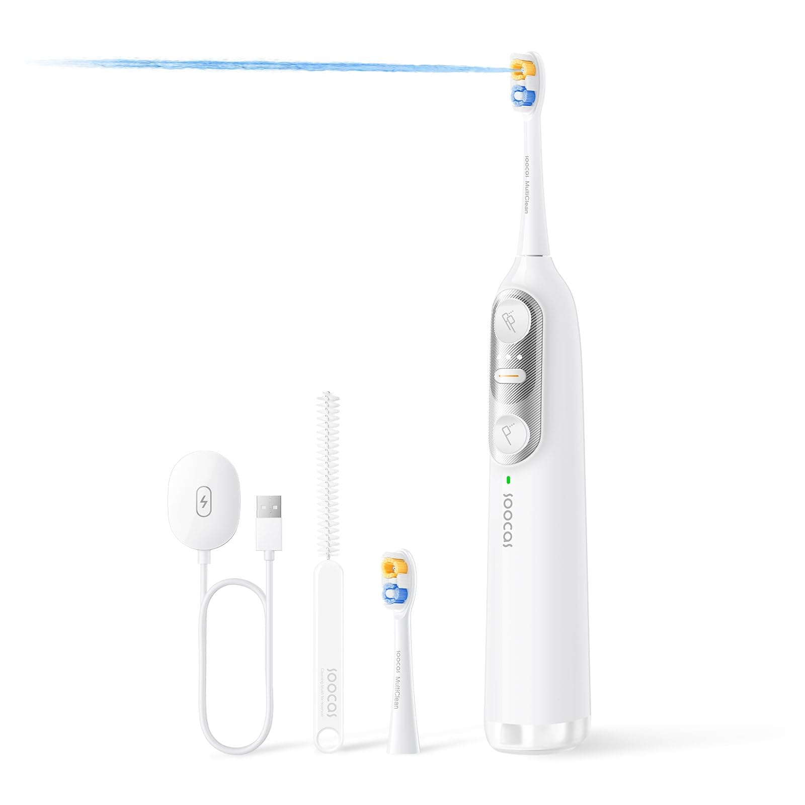 Soocas NEOS II - Electric Toothbrush with Water Flosser, Sonic Electric Toothbrush for Adults, Cordless Water Flosser for Travel, Portable Oral Irrigator, Up to 100% Plaque Removal, Pearl White