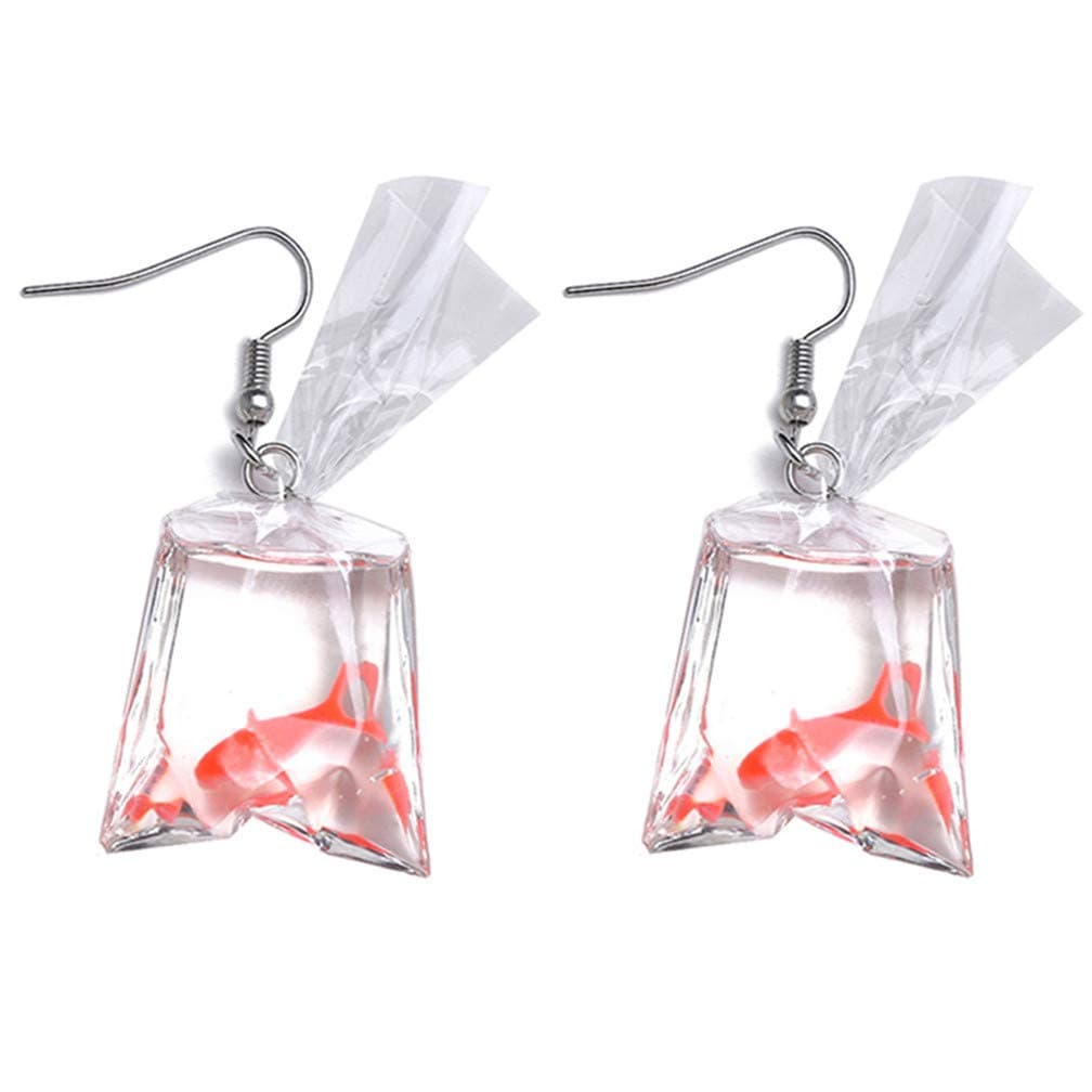 LJSLYJCartoon Fish Water Bags Shape Dangle Earring Charm Resin Earrings for Women Jewelry