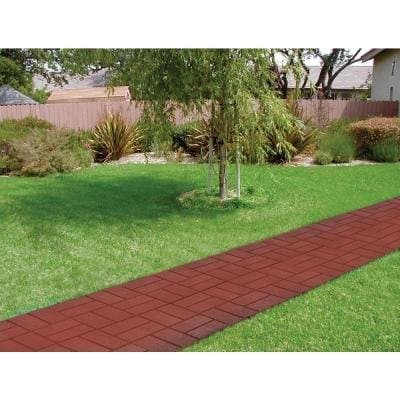 EMSCO Patio PAVERS DEEP RED Brick Plastic 16"X16" Pack of 12