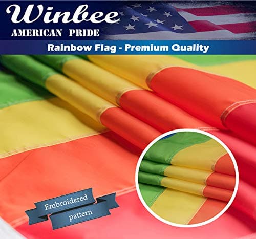 Gay Lesbian Pride Rainbow Flag 12 by 18 Inch - Sewn Stripes, Long Lasting Nylon and UV Protected. Premium Gay Pride Flags Rainbow for Outdoor Use - LGBT/Gay Pride Banner Flags