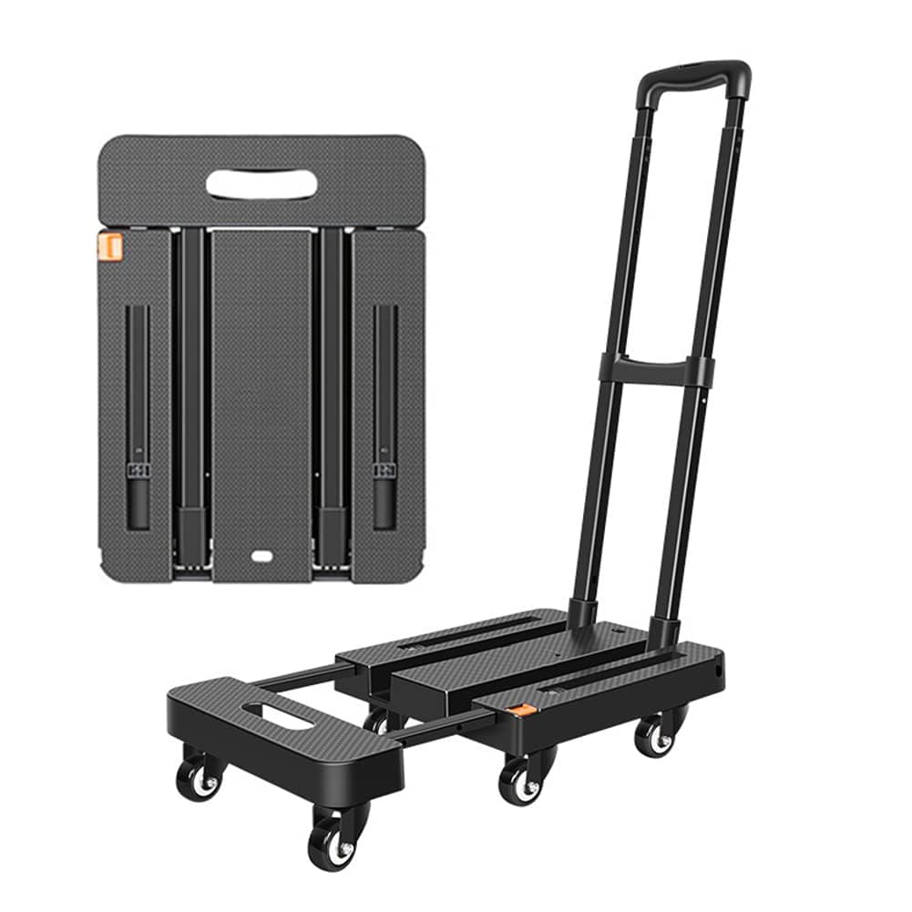 Heavy Duty Folding Hand Truck, Ultimate Utility Cart Platform Truck With 6 Wheels & 2 Elastic Ropes For Luggage, Travel, Shopping, Moving And Office - Convenient And Versatile