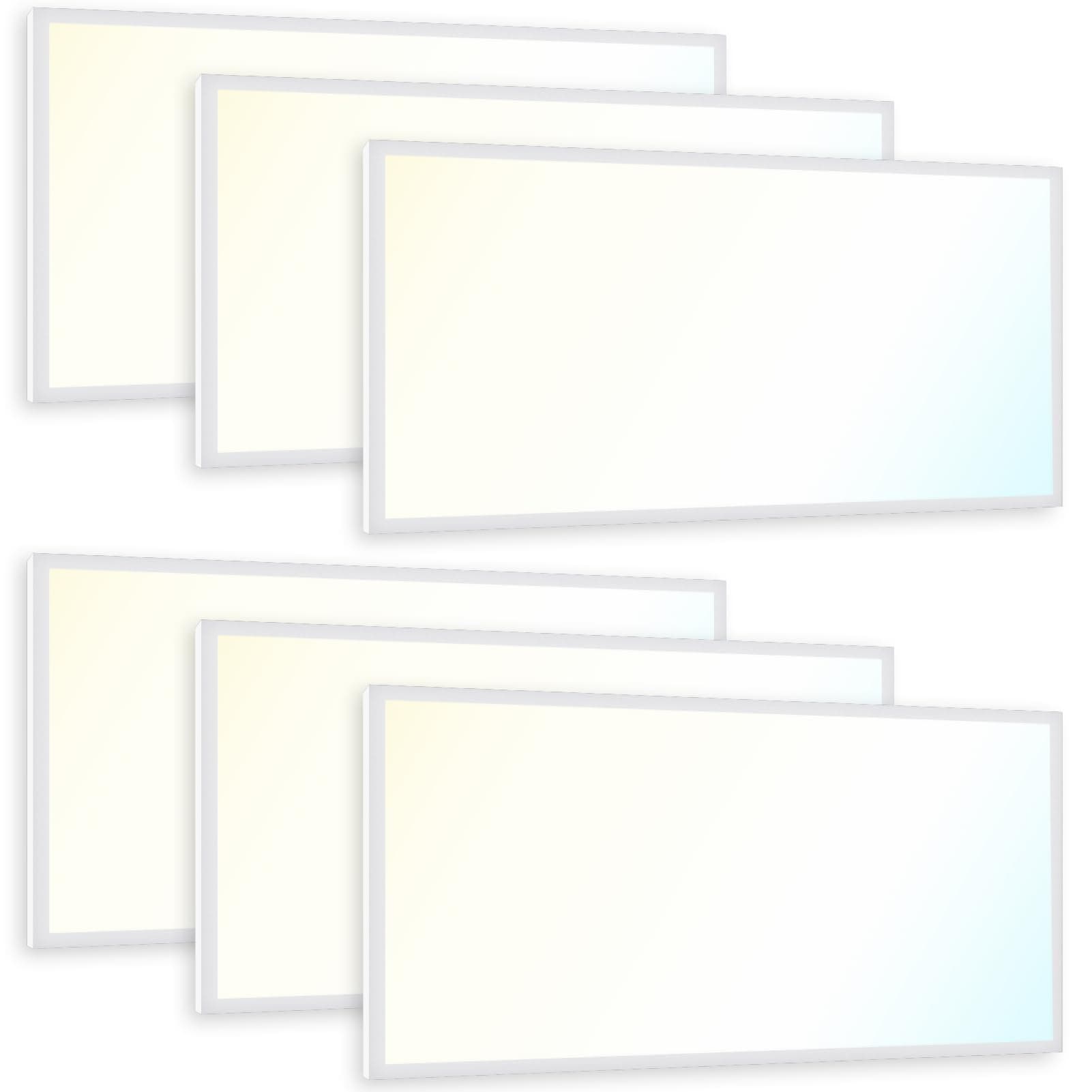 Sunco 6 Pack 2x4 LED Flat Panel Light Drop Ceiling Office Fixture, 7500LM, Selectable Features, 40W/50W/60W, 4000K/5000K/6000K, Dimmable (0-10V), Surface or Suspension Mount, Dustproof ETL