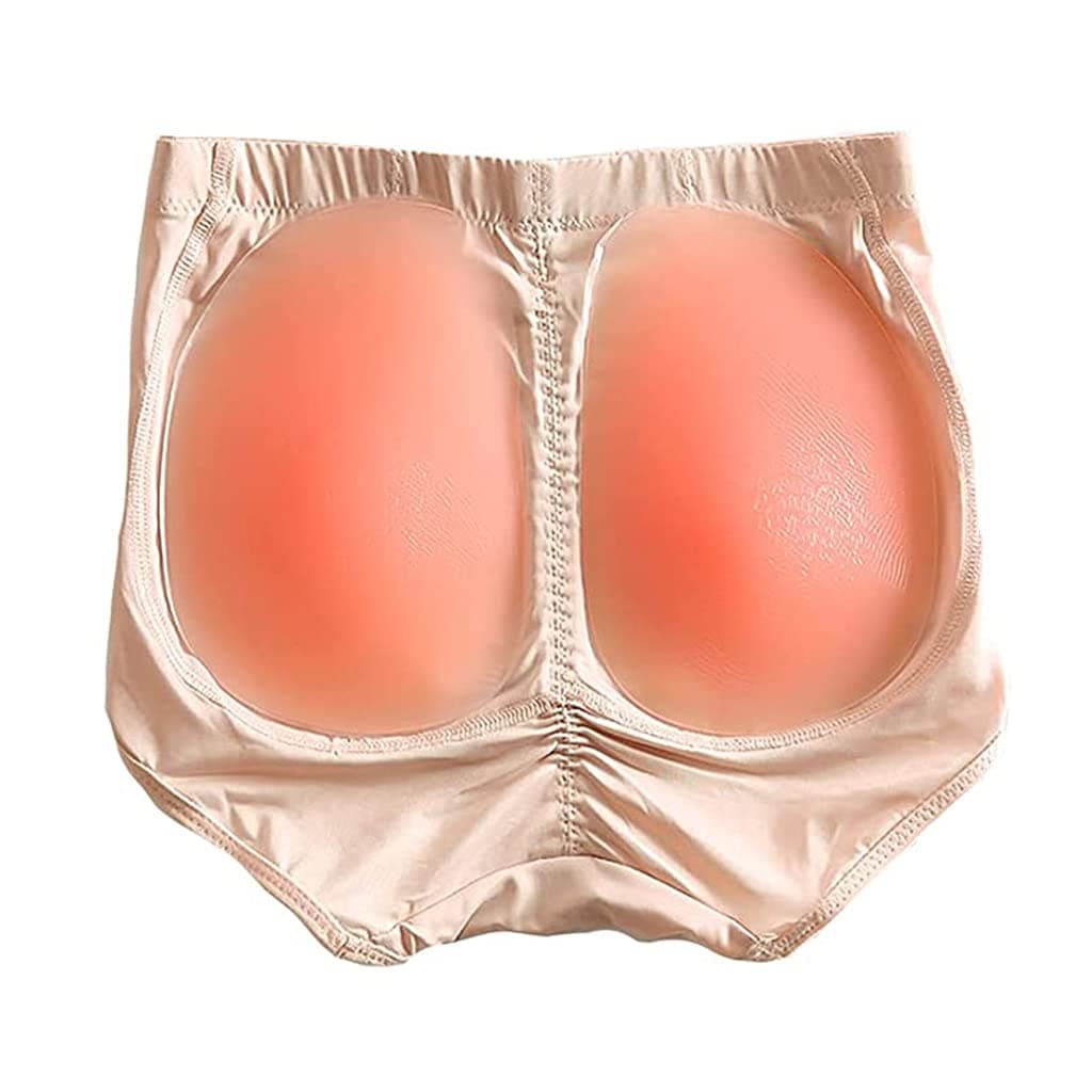 1cm/2cm Realistic Silicone Padded Panty Buttock Enhancer Shapewear Butt Lifter Underwear, Reusable (Color : Skin 1cm, Size : L)