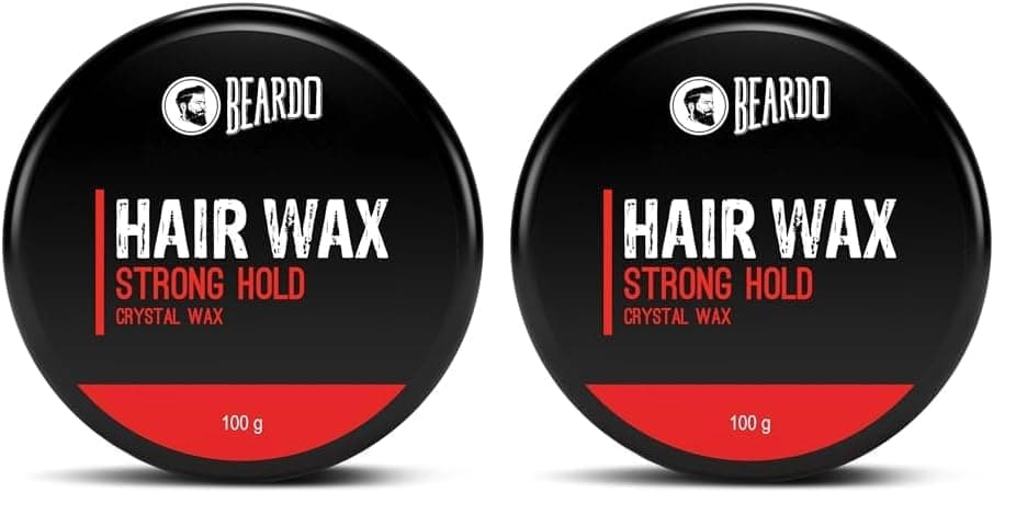 Beardo Stronghold Hair Wax For Men, 100 gm | Crystal Hair Wax with Aloe Vera & Castor Oil | Hair Wax Men | Hair Styling Wax for Glossy Finish & Shine | Strong Hold Hair Wax (Pack of 2)
