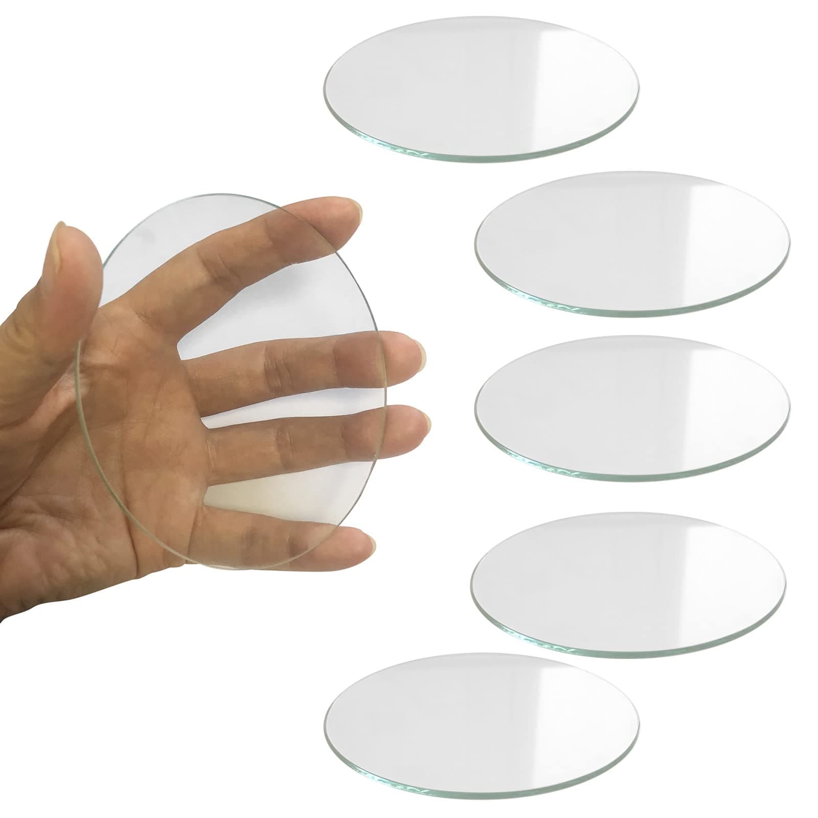 5PCS Glass Lens,3.5" (90mm) Diameter Lenses，Flat Lens, Optically True Glass,Ground Edged Glass Lens JIATONG