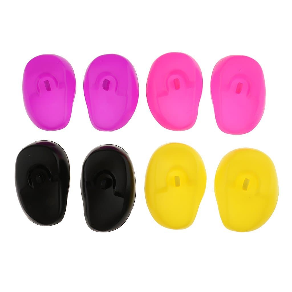 8 Pieces Reusable Silicon Ear Protectors Salon Hairstyle Waterproof Ear Covers Fit for Hair Dye, Shower, Bathing Random Color