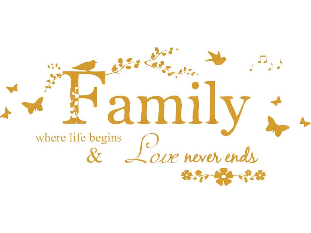 Blinggo Gold 22" x 10" Family Letter Quote Removable Vinyl Decal Art Mural Home Decor Wall Stickers