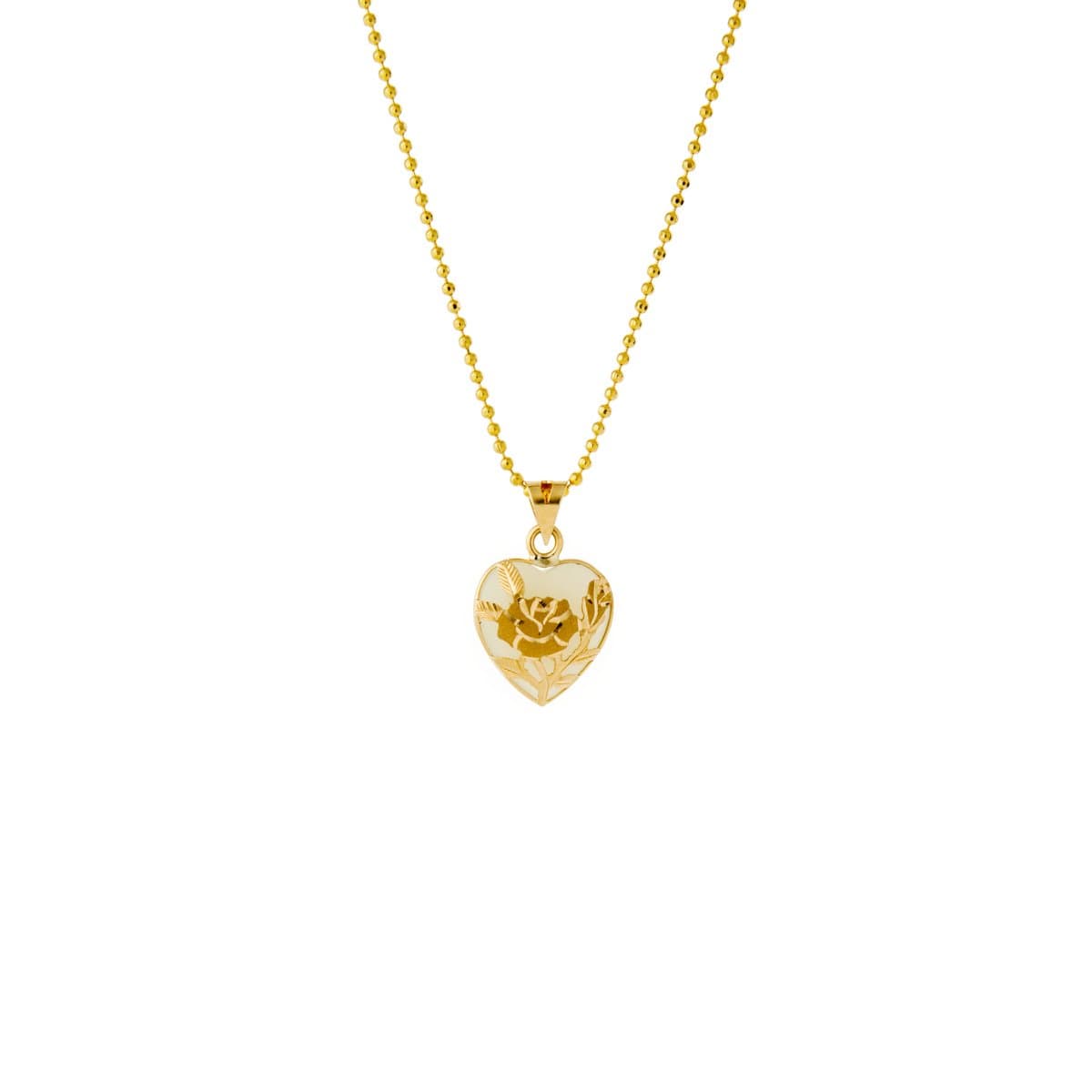 Mb Jewelry Korean Traditional Sculpted Gold Rose Nephrite Jade Heart Pendant