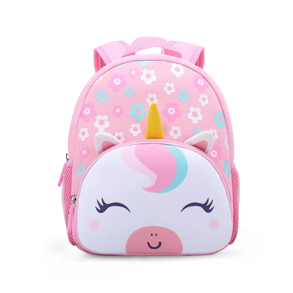 KK CRAFTS Preschool Backpack Toddler Neoprene Animal Schoolbag Lunch backpack for Kids Boys Girls(Floral Unicorn)