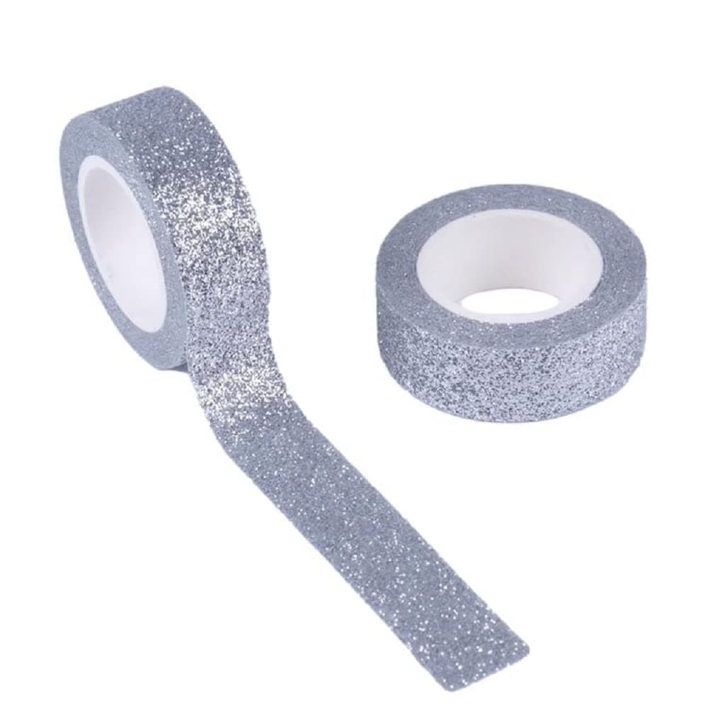 Silver Glitter Washi Tape Decorative Craft Self Adhesive Stick On Sticky Glitter Trim