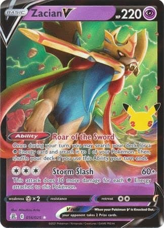 The Pokemon Company International Pokemon Single Card ZACIAN V 016/025 CELEBRATIONS, Multicolored