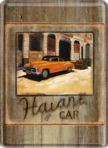 FRENCH VINTAGE METAL SIGN 20x15cm LA HAVANA CUBA CAR ORANGE