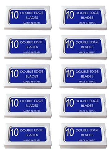 Crystal"SUPER +" Stainless Steel Platinum Coated Double Edge Safety Razor Blades A.K.A Israeli Personnas, 100 blades (10x10)