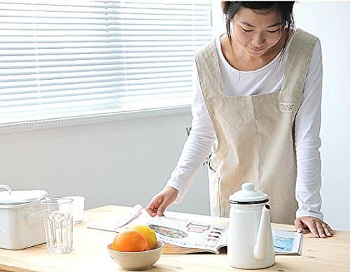 Cozymom Gift Japanese Style X Shape Denim Smock Natural Linen Cotton Apron-Linen Color