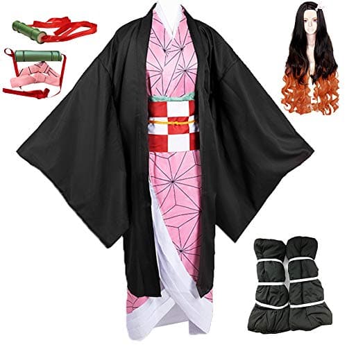with Wig Demon Slayer Kamado Nezuko Tanjirou Agatsuma Zenitsu Tomioka Giyuu Japanese Anime Costume Halloween Outfit