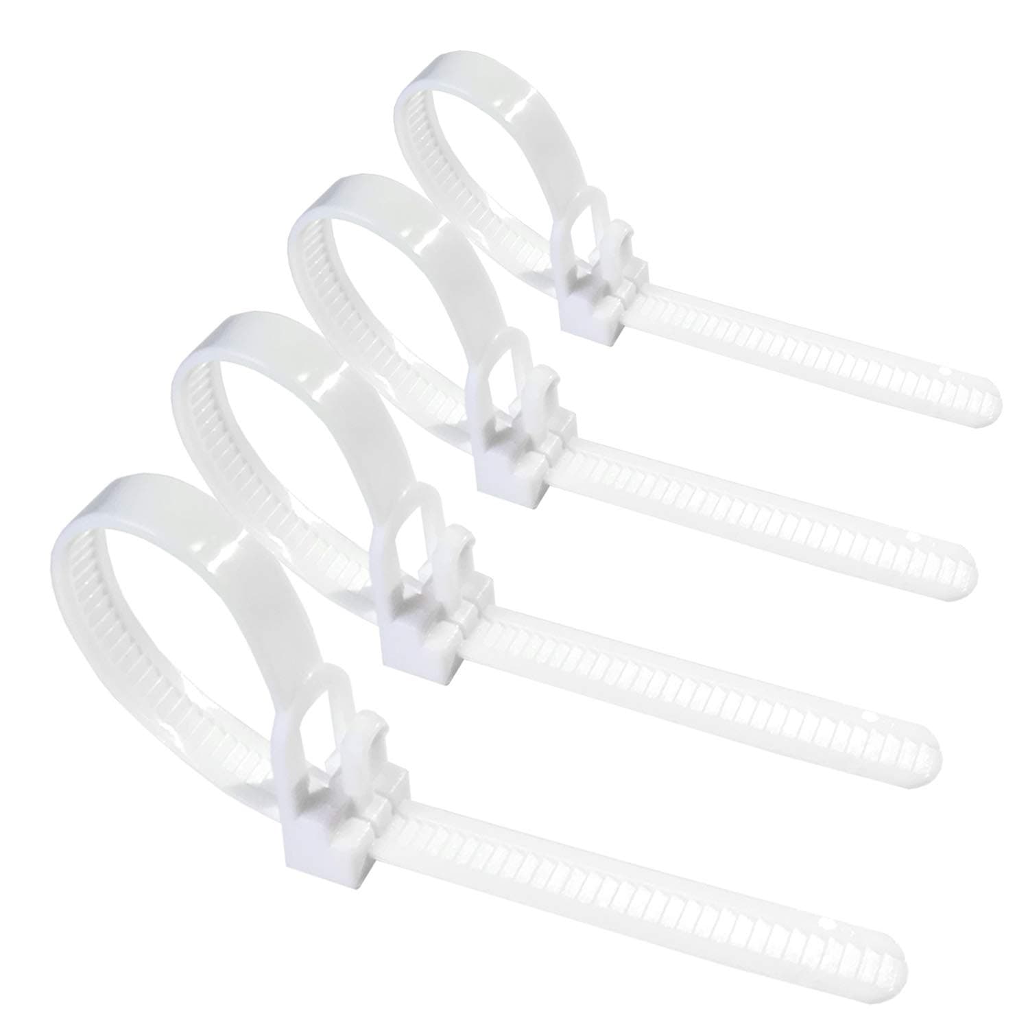 [Pack of 50] Reusable Cable Ties, Canwn Heavy Duty Nylon Cable Ties Flexible Zip Cable Ties with Slipknot (White)