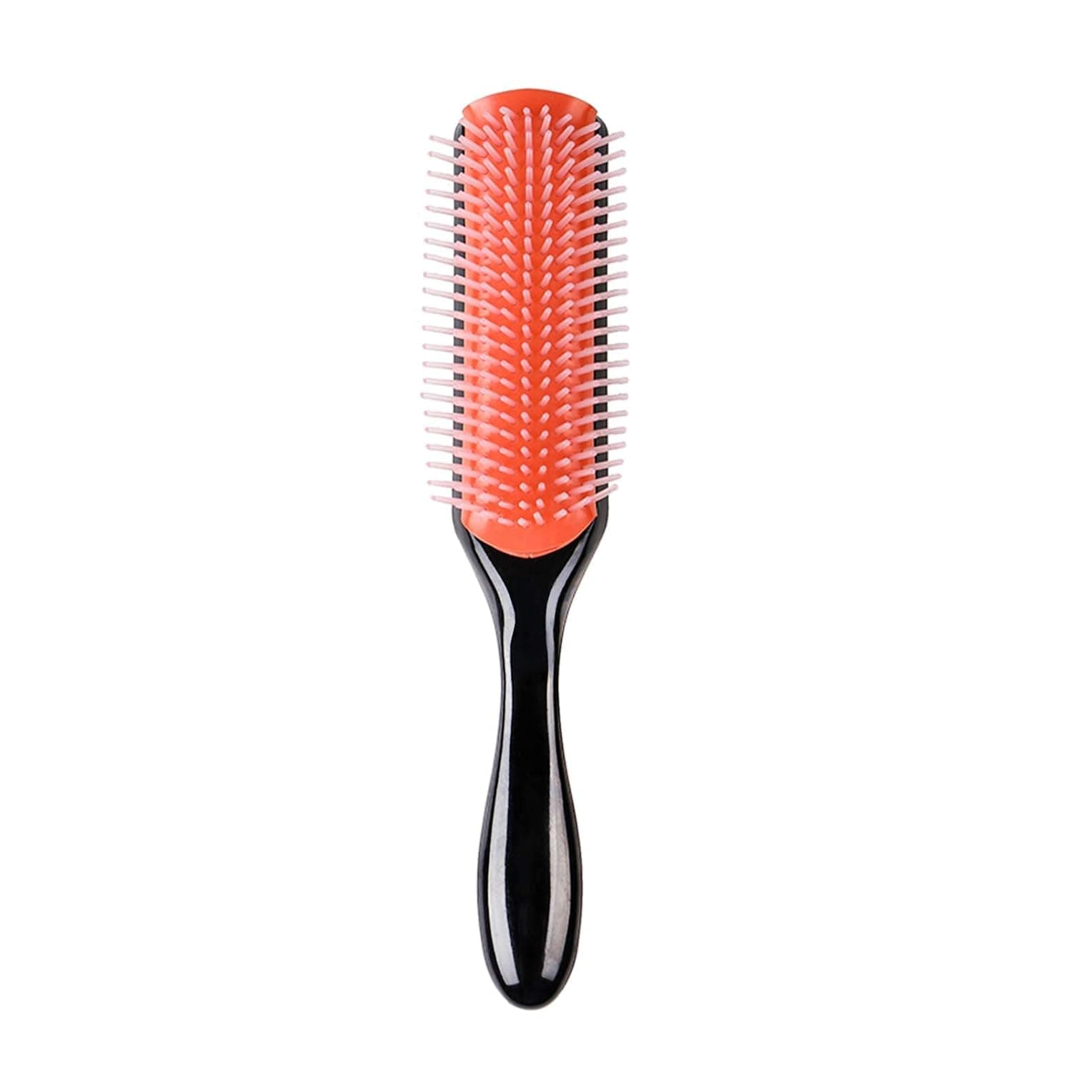 Hair Brush for Women Men Curly Wet or Dry Hair Classic Detangling Brushes 9 Row for Natural Thick Hair, Blow Styling Separating, Shaping Defining Curls Tools Travel Bristle Black Hairbrush