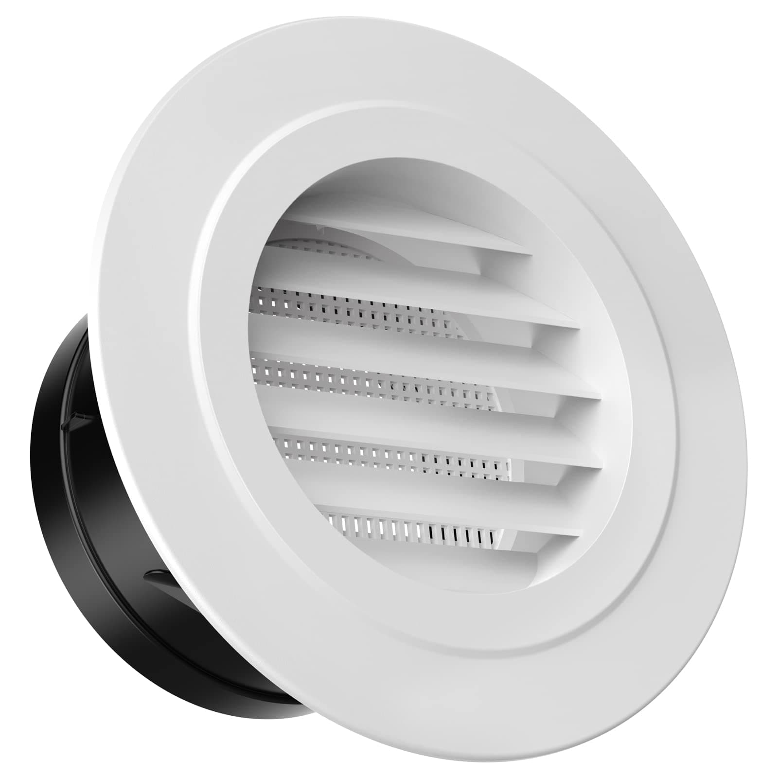 HG Power Soffit Vents 4 inch, Round Vent Cover with Built-in Screen Mesh, ABS Louver 4” Exhaust Vent for Exhaust Fan, HVAC Ducting, Bathroom, Kitchen, Garage Use, 100mm, White